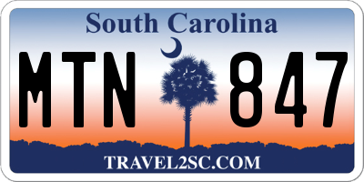 SC license plate MTN847