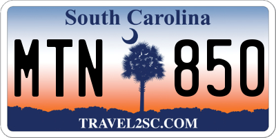 SC license plate MTN850