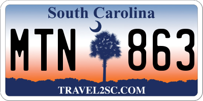 SC license plate MTN863