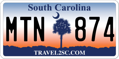 SC license plate MTN874