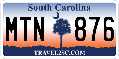 SC license plate MTN876