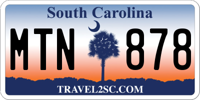 SC license plate MTN878