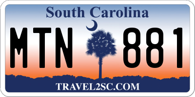 SC license plate MTN881