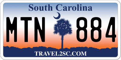 SC license plate MTN884