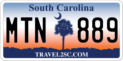 SC license plate MTN889