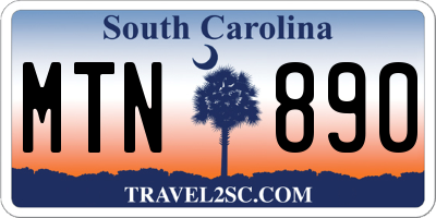 SC license plate MTN890