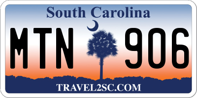 SC license plate MTN906
