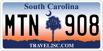 SC license plate MTN908