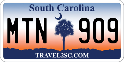 SC license plate MTN909