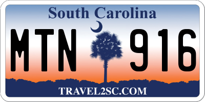 SC license plate MTN916