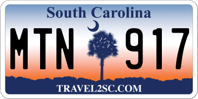 SC license plate MTN917
