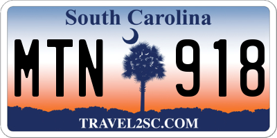 SC license plate MTN918