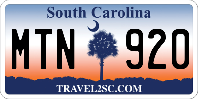 SC license plate MTN920