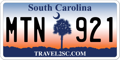 SC license plate MTN921
