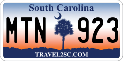 SC license plate MTN923
