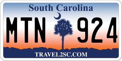 SC license plate MTN924