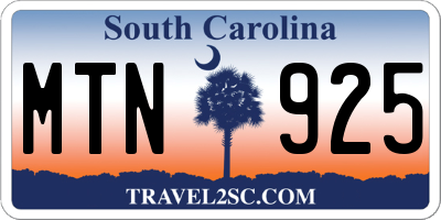 SC license plate MTN925
