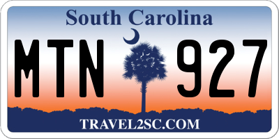SC license plate MTN927