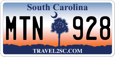 SC license plate MTN928
