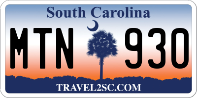 SC license plate MTN930