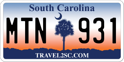 SC license plate MTN931