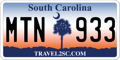 SC license plate MTN933