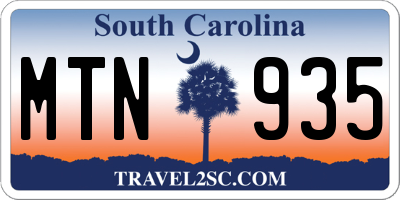 SC license plate MTN935