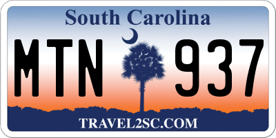 SC license plate MTN937