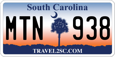 SC license plate MTN938