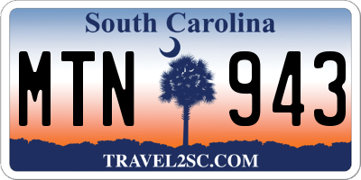 SC license plate MTN943