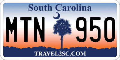 SC license plate MTN950