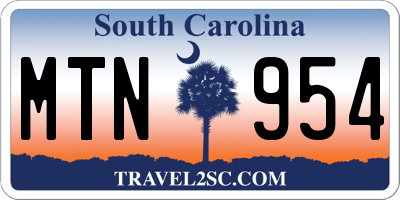 SC license plate MTN954