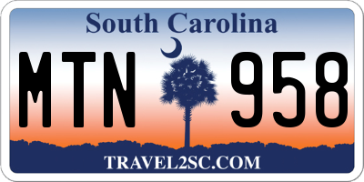 SC license plate MTN958