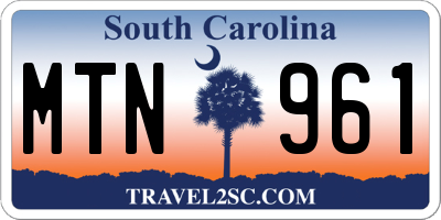 SC license plate MTN961