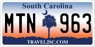 SC license plate MTN963