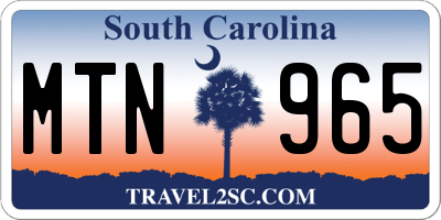 SC license plate MTN965