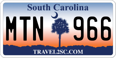 SC license plate MTN966