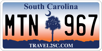SC license plate MTN967