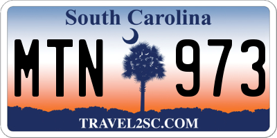 SC license plate MTN973