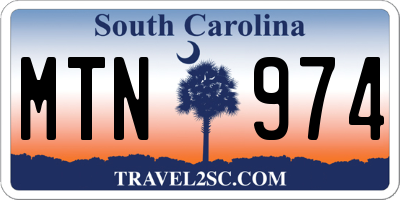 SC license plate MTN974
