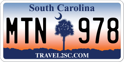 SC license plate MTN978