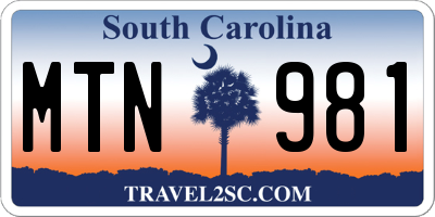SC license plate MTN981
