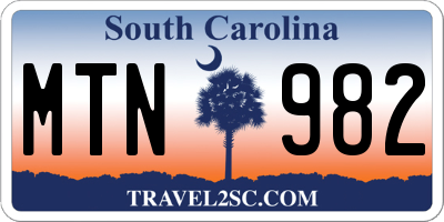 SC license plate MTN982