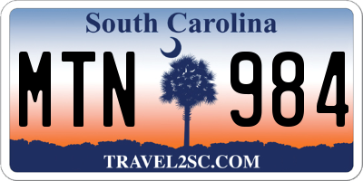 SC license plate MTN984