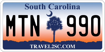 SC license plate MTN990