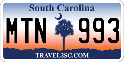 SC license plate MTN993