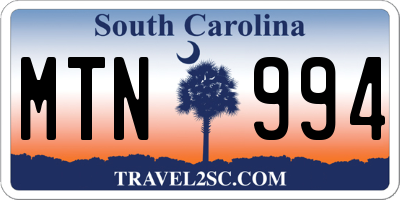 SC license plate MTN994