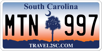 SC license plate MTN997