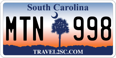 SC license plate MTN998
