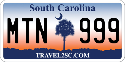 SC license plate MTN999